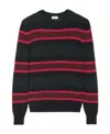 Saint Laurent Striped Mohair-blend Sweater In Black
