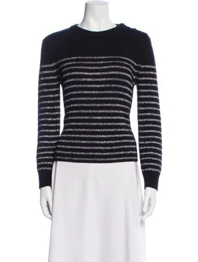 Pre-owned Saint Laurent Striped Crew Neck Sweater In Black