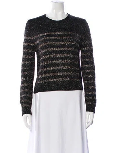 Pre-owned Saint Laurent Striped Crew Neck Sweater In Black