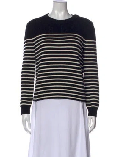 Pre-owned Saint Laurent Striped Crew Neck Sweater In Black
