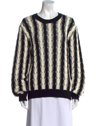Pre-owned Saint Laurent Striped Crew Neck Sweater In Black