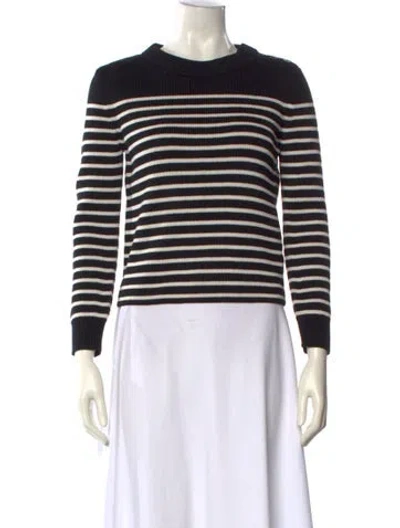 Pre-owned Saint Laurent Striped Crew Neck Sweater In Black