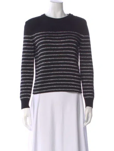 Pre-owned Saint Laurent Striped Crew Neck Sweater In Black