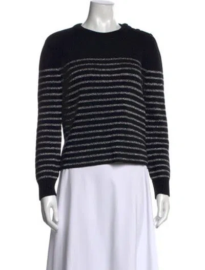 Pre-owned Saint Laurent Striped Crew Neck Sweater In Black