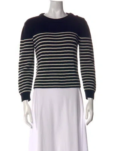 Pre-owned Saint Laurent Striped Crew Neck Sweater In Black