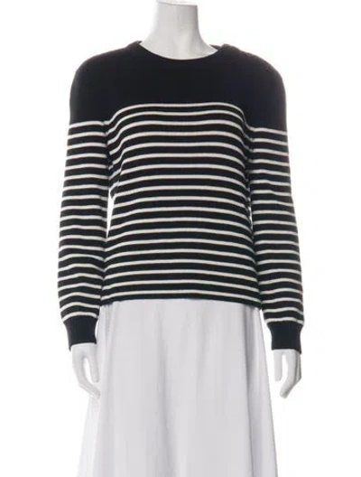 Pre-owned Saint Laurent Striped Crew Neck Sweater In Black