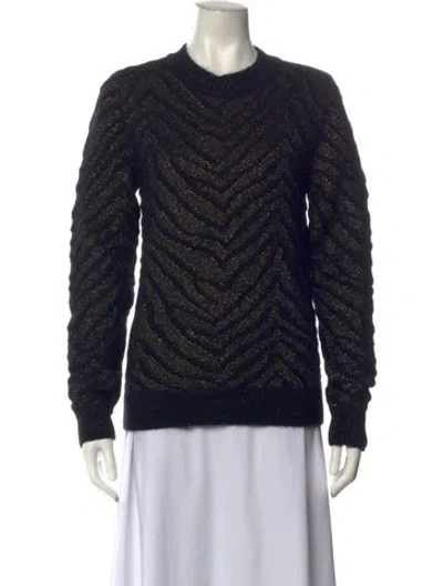 Pre-owned Saint Laurent Striped Crew Neck Sweater In Black