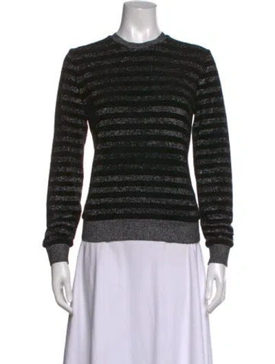 Pre-owned Saint Laurent Striped Crew Neck Sweater In Black/metallic