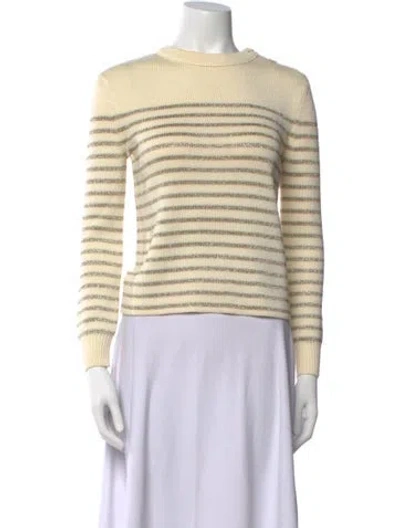 Pre-owned Saint Laurent Striped Crew Neck Sweater In Neutral