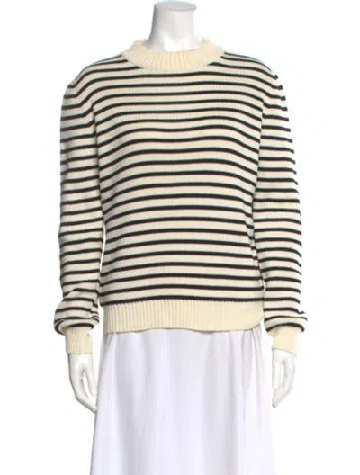 Pre-owned Saint Laurent Striped Crew Neck Sweater In Neutral