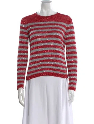 Pre-owned Saint Laurent Striped Crew Neck Sweater In Red