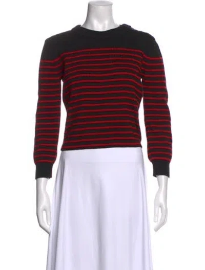 Pre-owned Saint Laurent Striped Crew Neck Sweater In Red