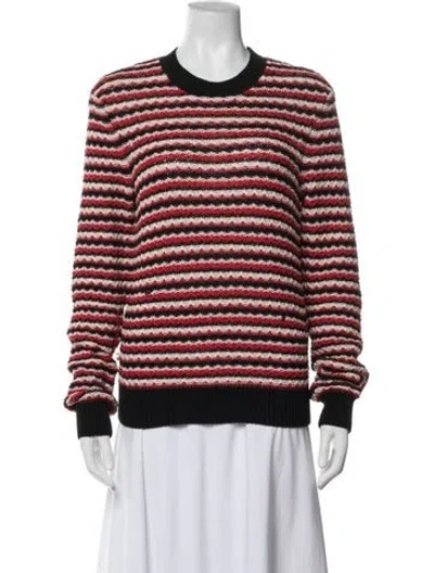 Pre-owned Saint Laurent Striped Crew Neck Sweater In Red
