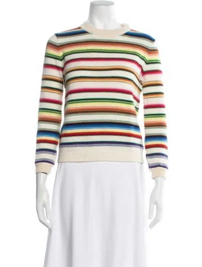 Pre-owned Saint Laurent Striped Crew Neck Sweater In Yellow