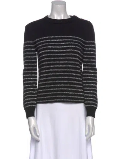 Pre-owned Saint Laurent Striped Crew Neck Sweatshirt In Black