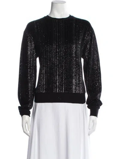 Pre-owned Saint Laurent Striped Crew Neck Sweatshirt In Black/metallic