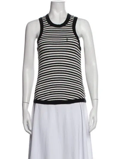 Pre-owned Saint Laurent Striped Crew Neck Top In Neutrals
