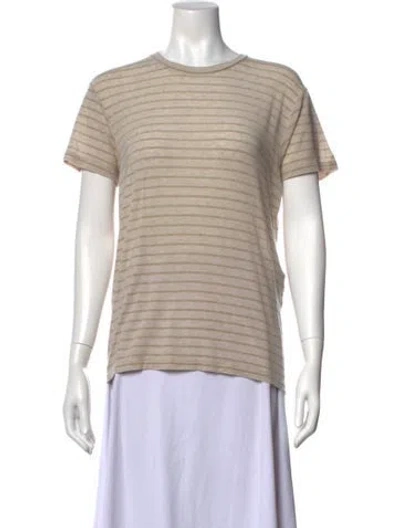 Pre-owned Saint Laurent Striped Crew Neck T-shirt In Neutral