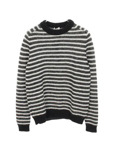 Pre-owned Saint Laurent Striped Crew-neck Sweater In Black