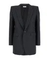 Saint Laurent Striped Flannel Blazer In Black