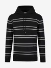 Saint Laurent Striped Cotton Hoodie In Black