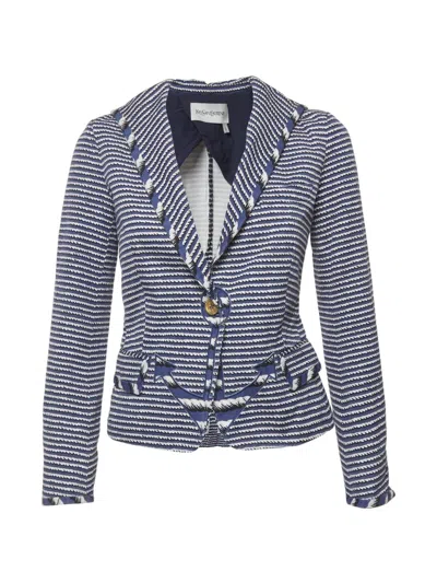Pre-owned Saint Laurent Striped Jacket In Blue