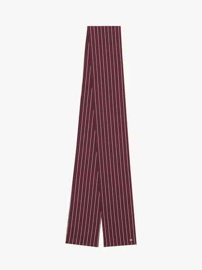 Saint Laurent Striped Lavallière Scarf In Red
