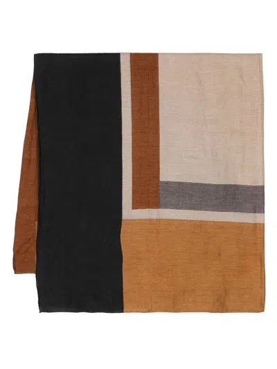 Pre-owned Saint Laurent Striped Linen Scarf In Brown