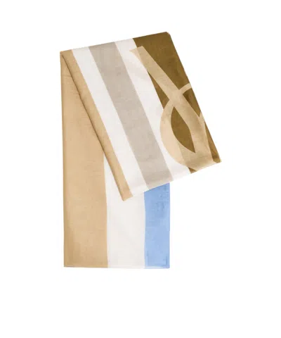 Saint Laurent Striped Logo Cotton And Silk-blend Scarf In Multi