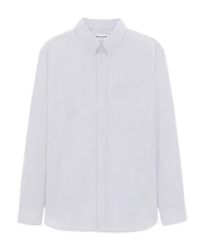 Saint Laurent Cassandre Embroidered Shirt In White
