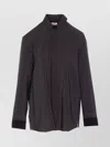 Saint Laurent Striped Long Sleeve Regular Collar Top