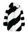 Saint Laurent Fur Diagonal Striped Jacket In Black
