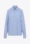 Saint Laurent Striped Long-sleeved Shirt In Light Blue