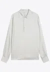 Saint Laurent Striped Pattern Tunic Shirt With Point Collar In Beige