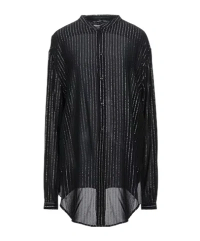 Saint Laurent Striped Long-sleeve Shirt In Black