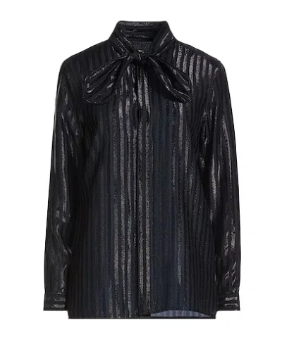 Saint Laurent Striped Long-sleeve Shirt In Black