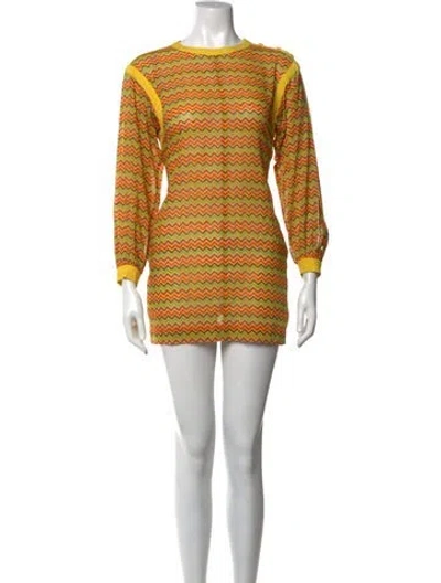Pre-owned Saint Laurent Striped Mini Dress In Yellow