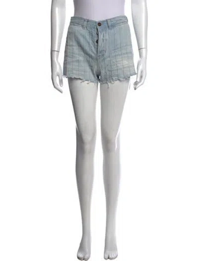 Pre-owned Saint Laurent Striped Mini Shorts In Blue