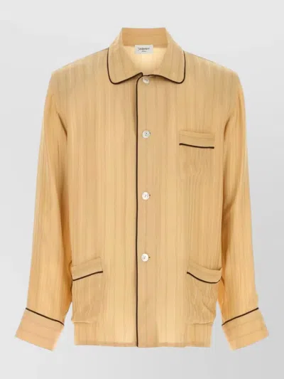Saint Laurent Striped Pajama Shirt Jacket Chest Pocket In Animal Print
