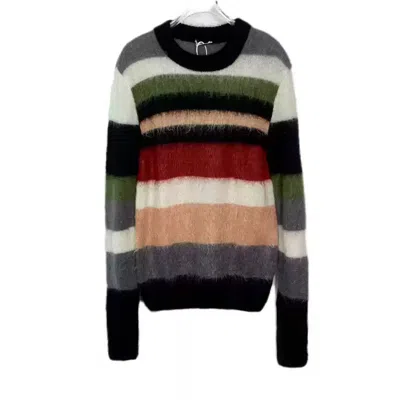 Pre-owned Saint Laurent Striped Patchwork Round Neck Knitted Sweater In Multi