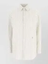 Saint Laurent Striped Pattern Long Sleeves Shirt In Neutral