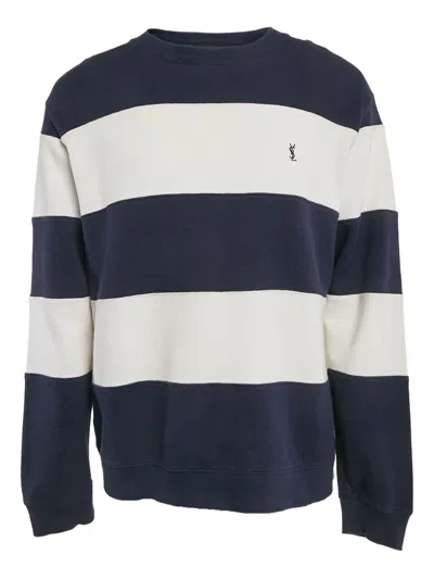 Pre-owned Saint Laurent Striped Piqué Cotton Sweatshirt