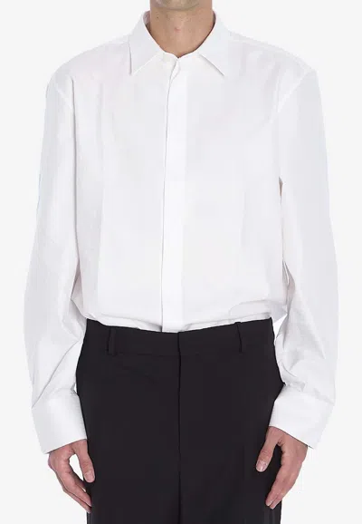 Saint Laurent Shirt Striped Cotton Poplin Pointed Collar In White