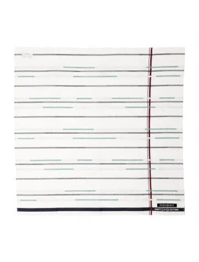 Pre-owned Saint Laurent Striped Scarf In White