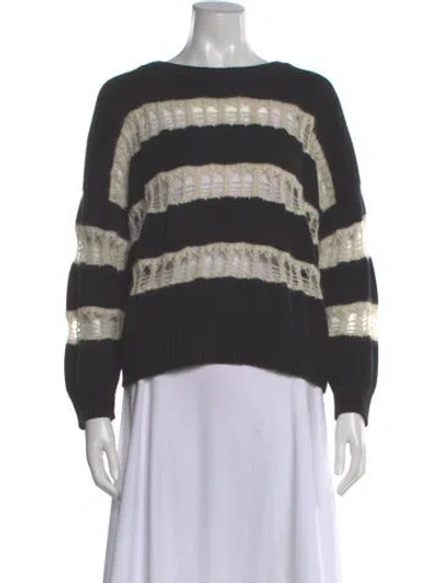 Pre-owned Saint Laurent Striped Scoop Neck Sweater In Black
