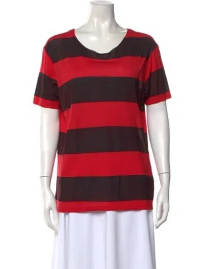 Pre-owned Saint Laurent Striped Scoop Neck T-shirt In Red