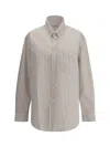 Saint Laurent Men Striped Shirt In Neutral
