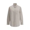 Saint Laurent Men Striped Shirt In Neutral