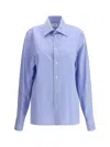 Saint Laurent Women's Cassandre Shirt In Bleu Blanc