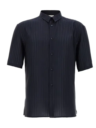 Saint Laurent Striped Shirt In Blue